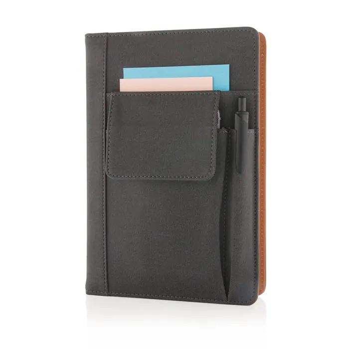 Notebook with phone pocket