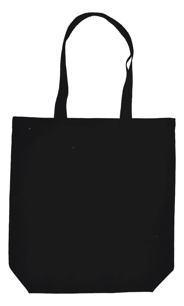 Cotton bag with long handles and bottom gusset