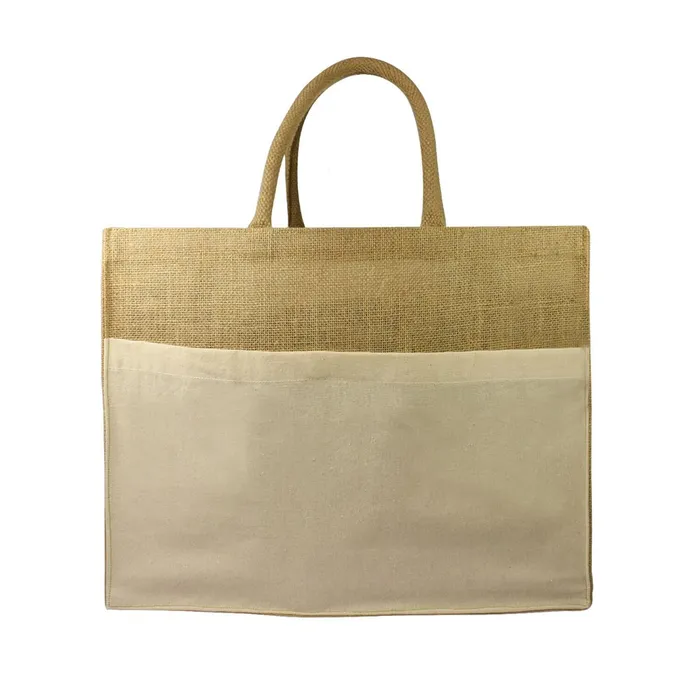 Jute shopper with storage pocket