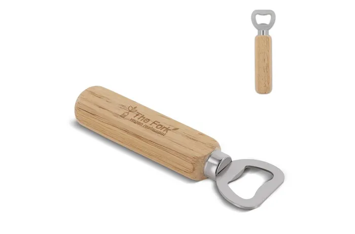 Bottle opener with wooden handle