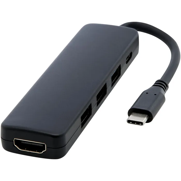 Adaptateur multimédia en plastique recyclé Loop  USB 2.0-3.0 avec port HDMI