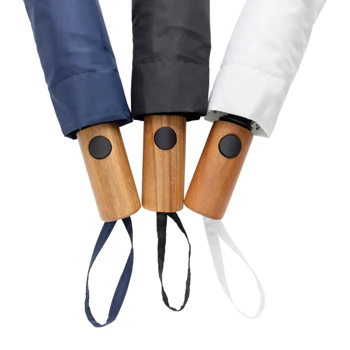 Mini parapluie ø 105 cm à ouverture auto en bois d'acacia Kaycey