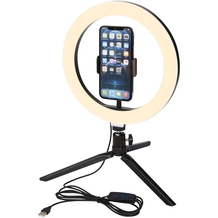 Studio ring light for selfies and vlogging with phone holder and tripod