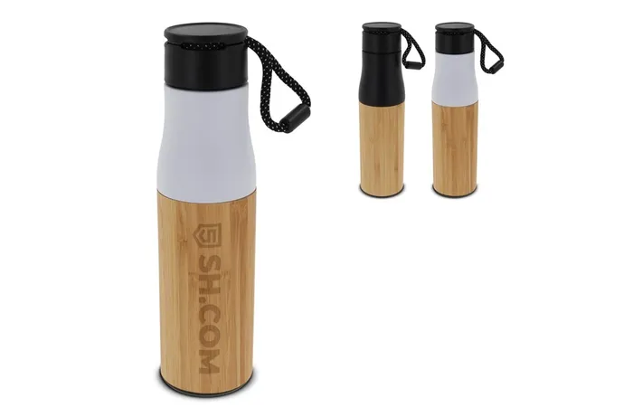 Thermo bottle with rope bamboo 500ml