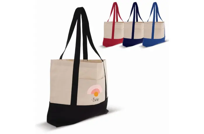 Beach bag cotton canvas  280g/m² 42x10x30cm