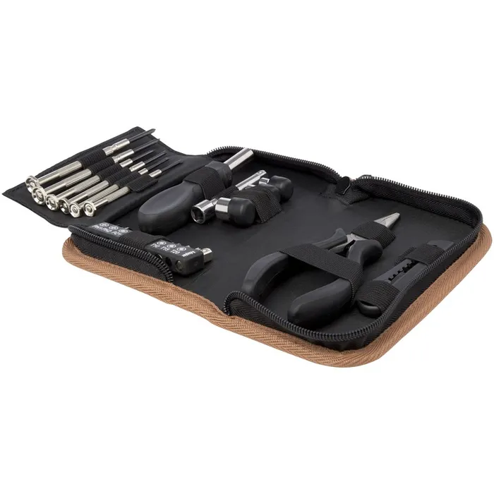 Spike 24-piece  recycled plastic tool set with cork pouch