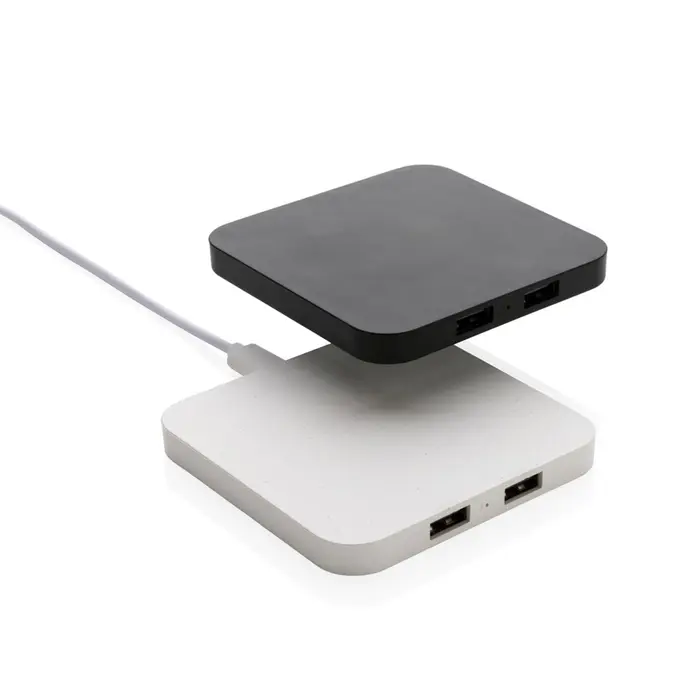 Plastic 10W draadloos oplader met USB-poorten