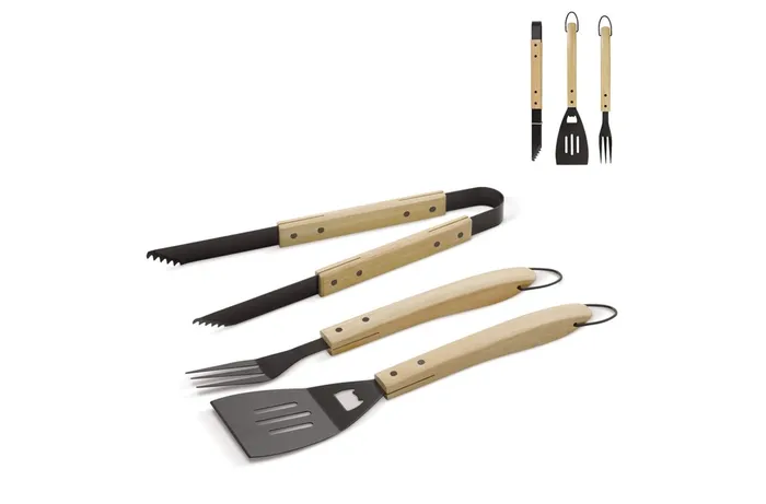 Barbecue tool set wood