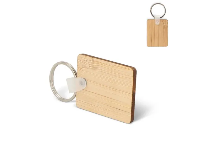 Keyring Bamboo rectangular