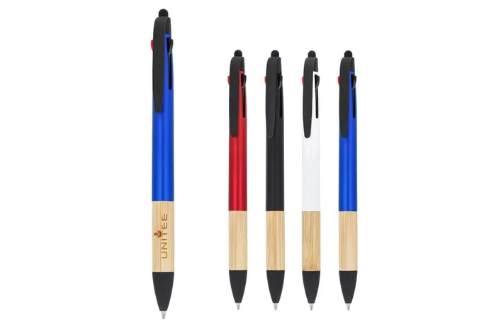 3-colour pen with bamboo grip