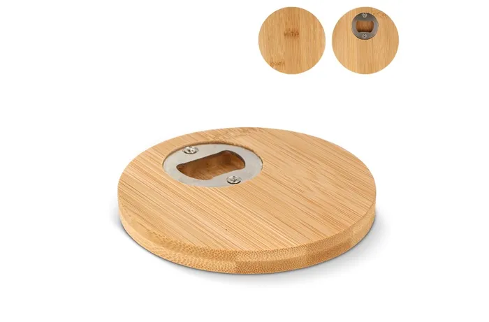 Bamboo coaster & bottle opener