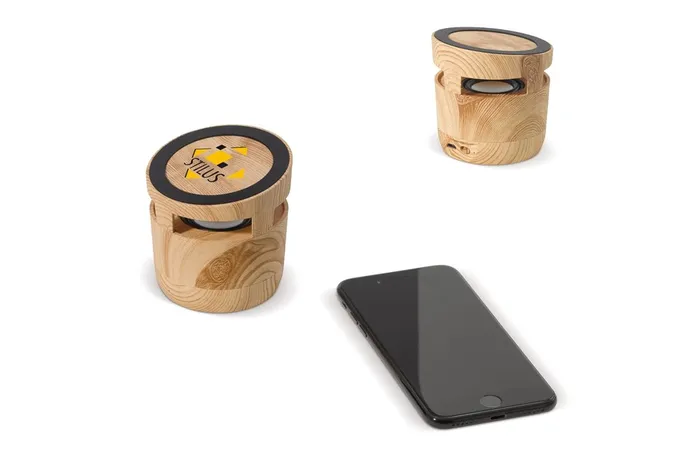 Houten look speaker 3W & draadloos laadstation 5W