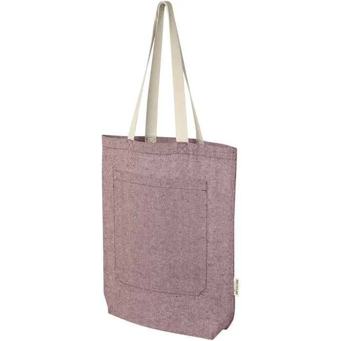 Pheebs 150 g/m² recycled cotton tote bag with front pocket 9L