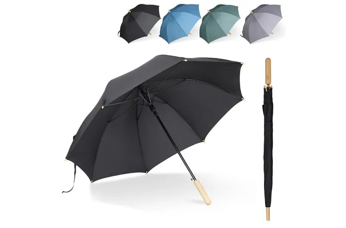 Parapluie bâton 25” en R-PET. Poignée droite, ouverture automatique