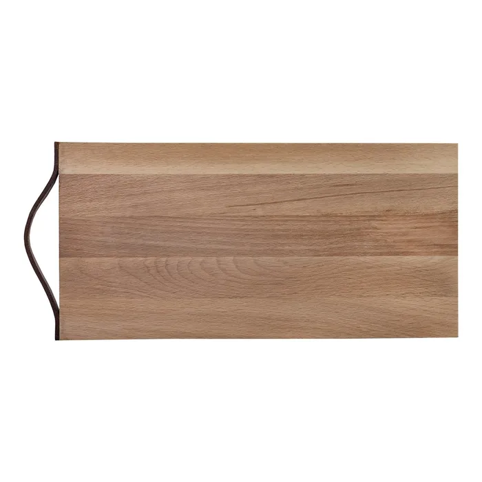 Plank met leren handvaten beuken 33x16 cm