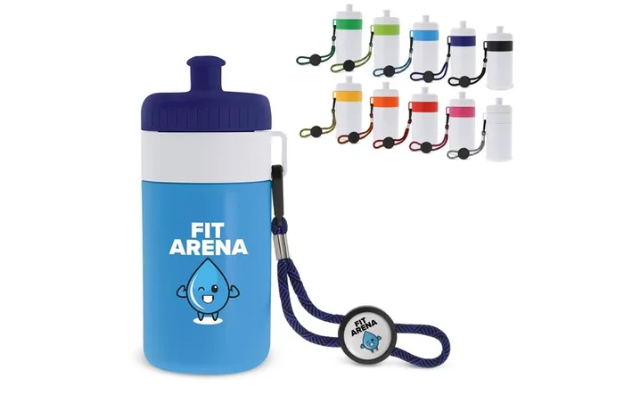 Sports bottle with edge and cord 500ml