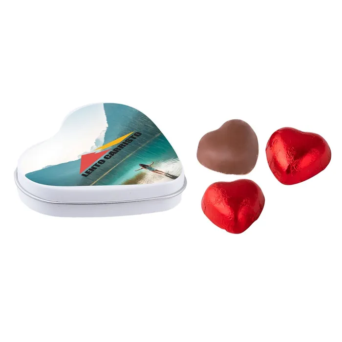 Heart shaped tin with chocolates