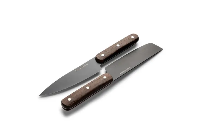 Orrefors Jernverk set of 2 knives, & wood