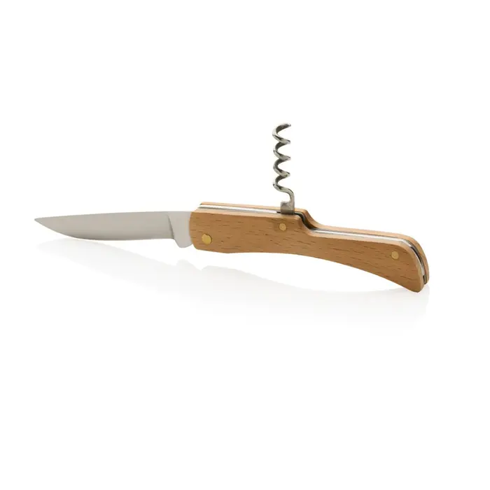 Wooden knife with bottle opener