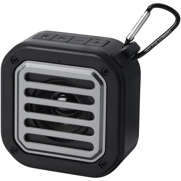 Solo 3W IPX5 RCS recycled plastic solar Bluetooth® speaker with carabiner