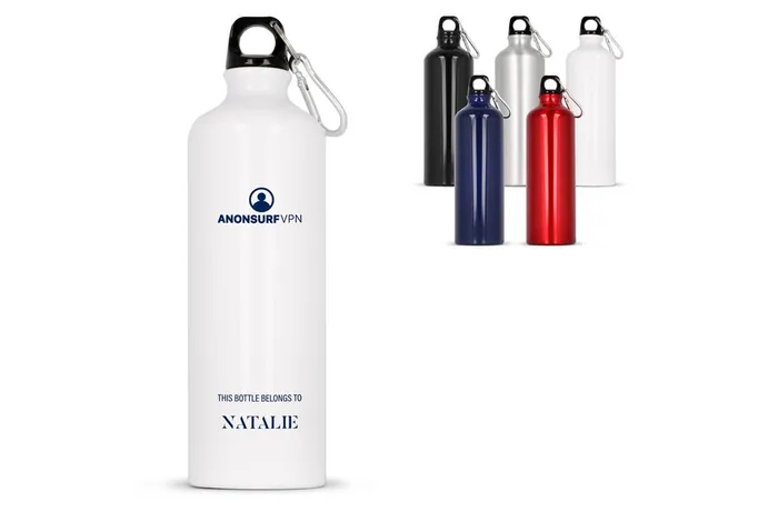 Water bottle aluminum with carabiner 750ml