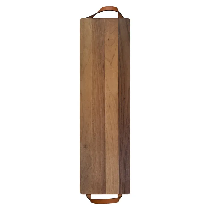 Cutting board with leather handles walnut 69x19 cm