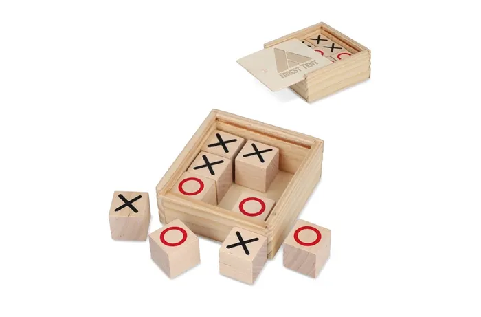 Set Tic Tac Toe dans une boîte en bois