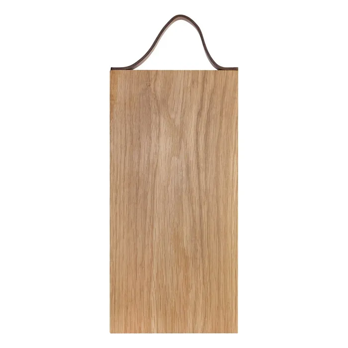 Cutting board with leather handle oak 33x16 cm