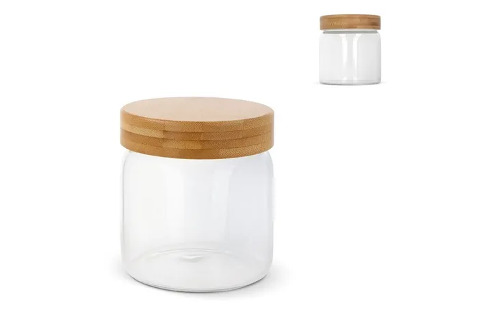 Canister glass & bamboo 600ml