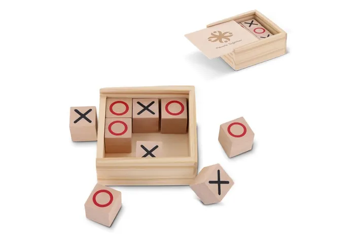 Set Tic Tac Toe dans une boîte en bois