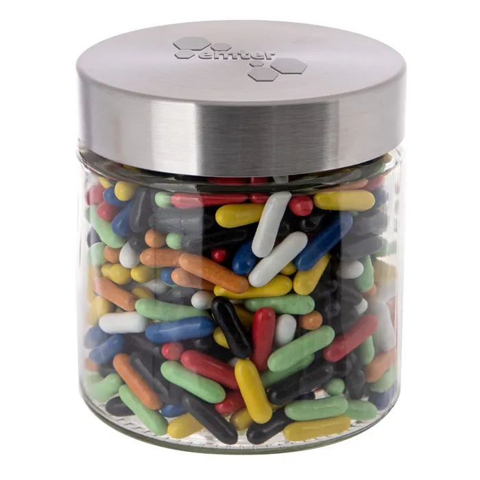 Glass jar stainless steel lid 0,9l, embossing