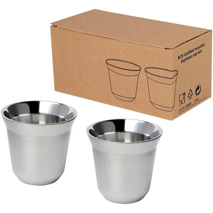 Duo 80 ml  certified stainless steel espresso cup set