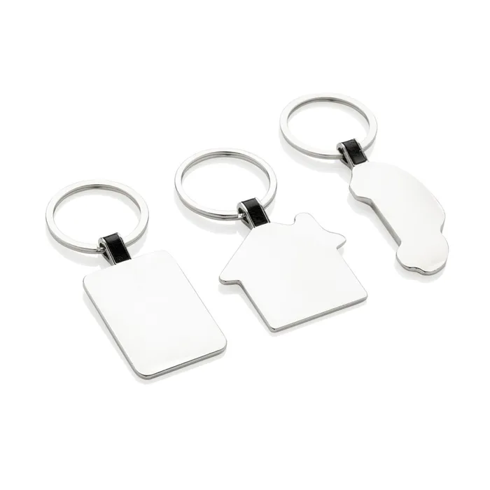 RCS rechthoekige sleutelhanger van gerecycled zinc alloy