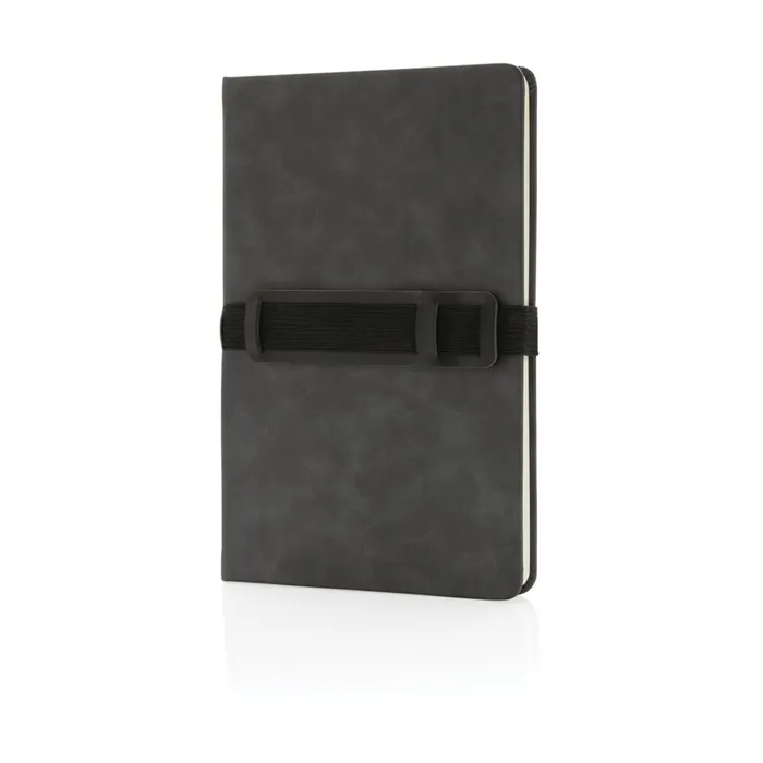 Deluxe hardcover PU A5 notitieboek met telefoon-/penhouder