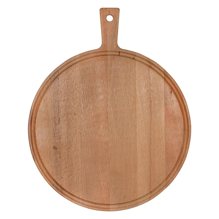 Cutting board round with handle and juice channel beech 31 cm