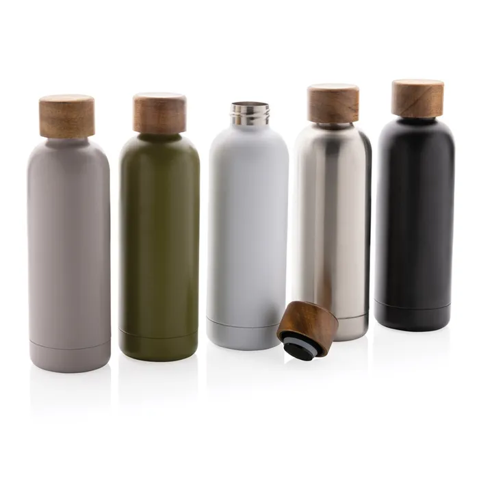 Wood  certified recycled stainless steel vacuum bottle