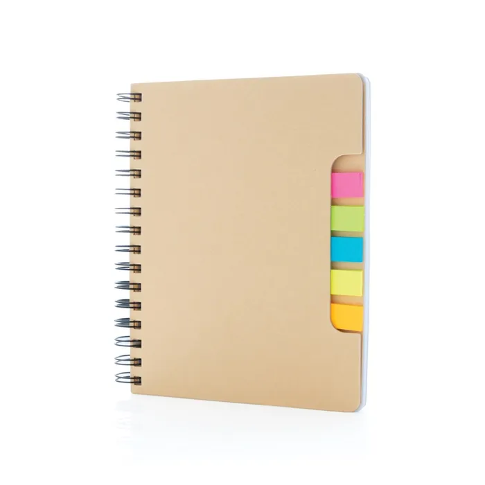 A5 Kraft spiral notebook with sticky notes